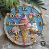 Wooden Wall Clock with Ice - Cream Pattern, Ideal for Home Decor, Uses AA Batteries 1