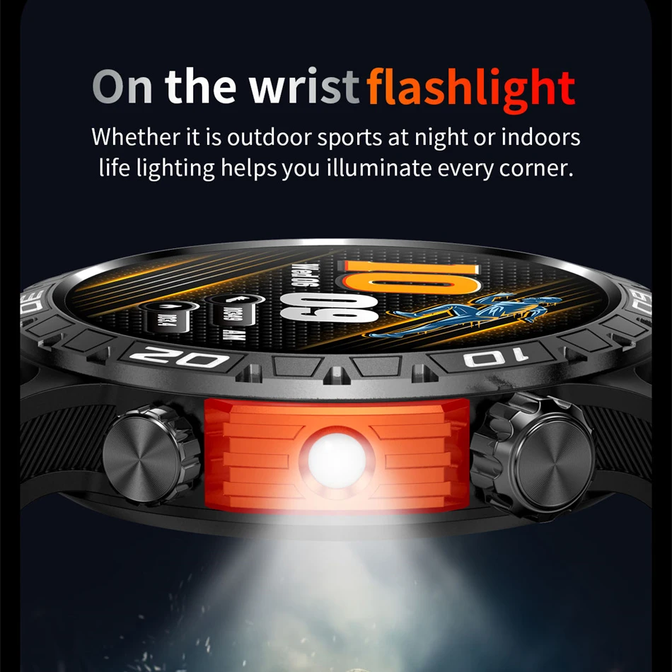 Smart Watch Men With LED Lighting Compass Sports Fitness Tracker Watch IP68 Waterproof Bluetooth Talk SmartWatch For Android IOS