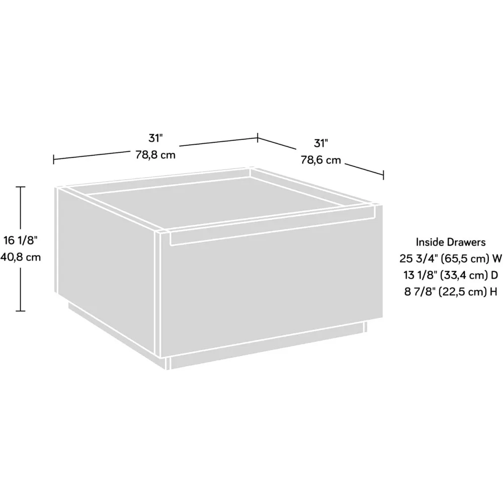 Coffee Table, L: 31.02" x W: 30.95" x H: 16.06", Blaze Acacia Finish 3