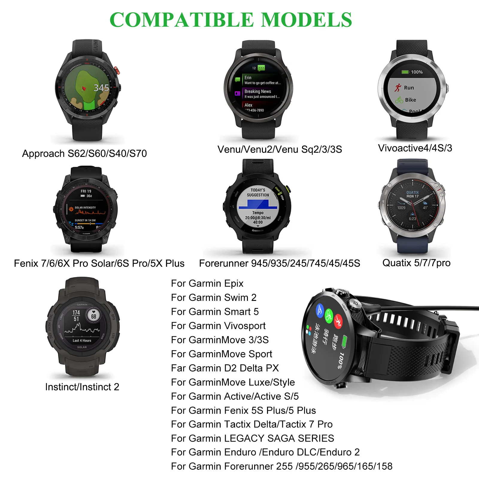 รูปสินค้า สายชาร์จ USB คุณภาพสูง สำหรับ Garmin หลายรุ่น