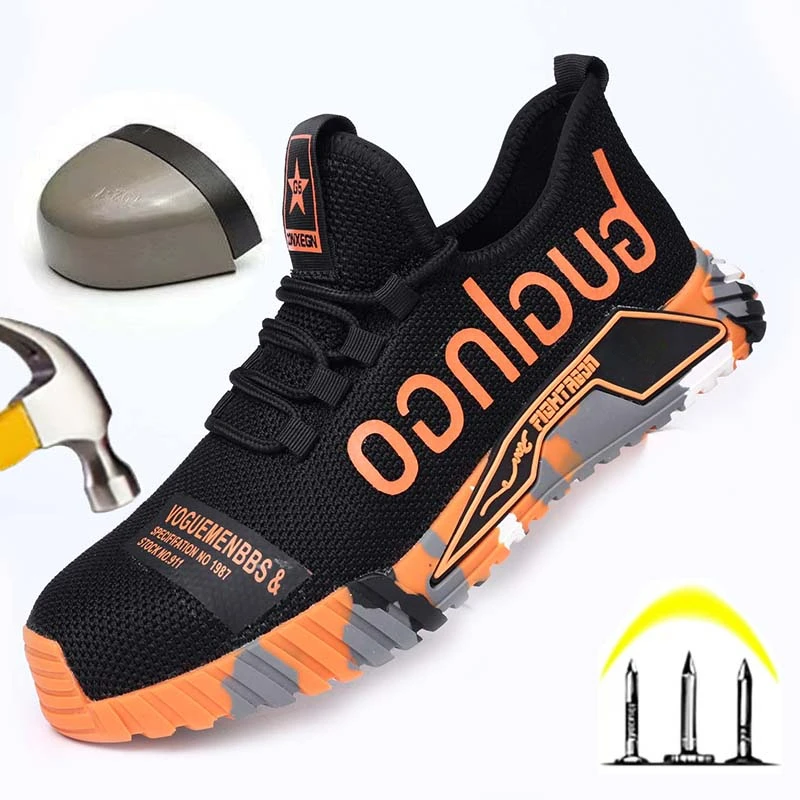 

Amawei Fashion Men Sports Shoes Work Boots Puncture-proof Safety Shoes Steel Toe Shoes Security Protective Indestructible Shoes