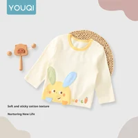 【Youqi】Chinese 0-2 Year Old Baby Tops Pure Cotton Seamless Long-Sleeve T-Shirt Children's Base Shirt Autumn Clothes for Going Out