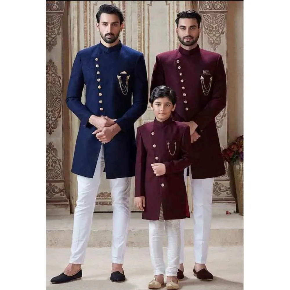 

Indian Style Suit for Boy Fashion Stand Collar Single Breasted Coat Casual Wedding 2 Piece Kids Clothes Boys Solid Blazer Pants