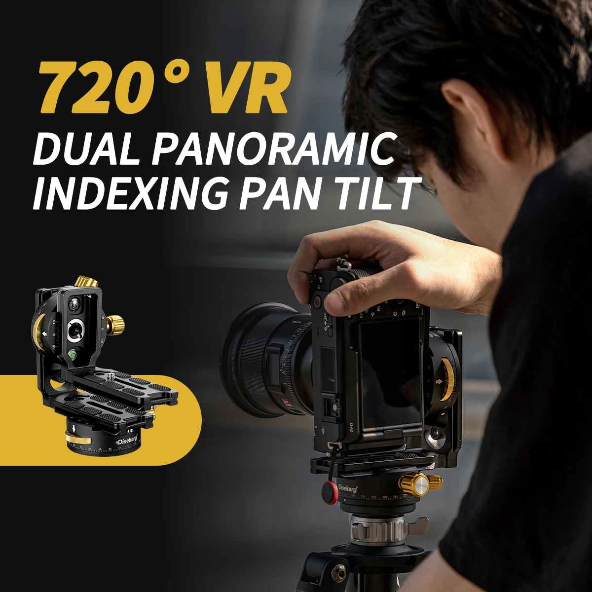 MECO DISE 듀얼 파노라마 짐벌 거치대 카메라, 360 °, 720VR 인덱싱, 3D 파노라마 비디오 스플라이싱 인덱싱 짐벌, 안정화 삼각대