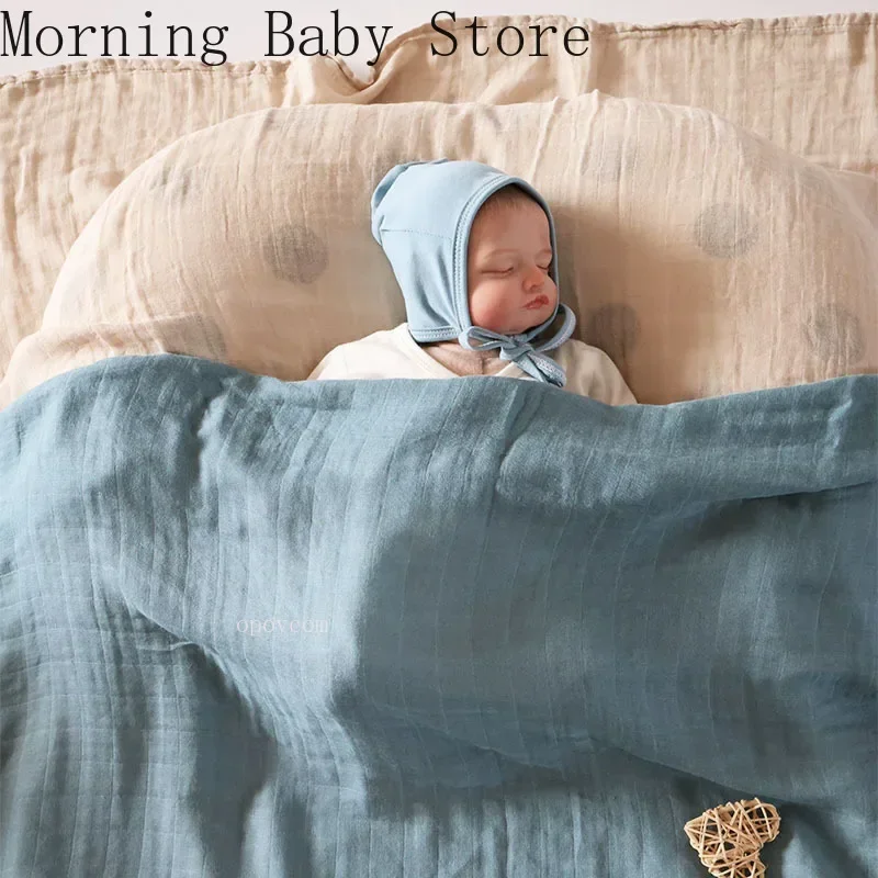 120*120cm Muslin Bamboo Baby Blanket Soft 2 Layers Newborn Swaddle Wrap Bath Towel Blanket Infant Sleepsack Stroller Cover 0-36M 2