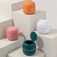 ถังขยะตั้งโต๊ะดีไซน์หรูหราขนาดเล็ก พร้อมฝาเปิด-ปิดอัตโนมัติ เหมาะสำหรับห้องครัว ห้องนอน ใช้เก็บของแต่งหน้า หรือขยะ 5