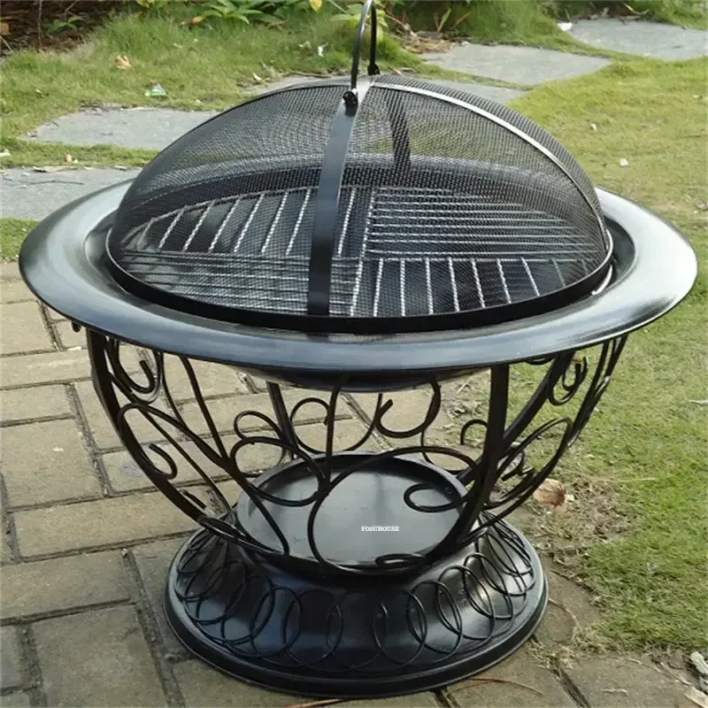 Outdoor Courtyard Heating Stove Multifunctional Fire Pits Household Heating Brazier Portable Camping BBQ Grill Charcoal Stove Y