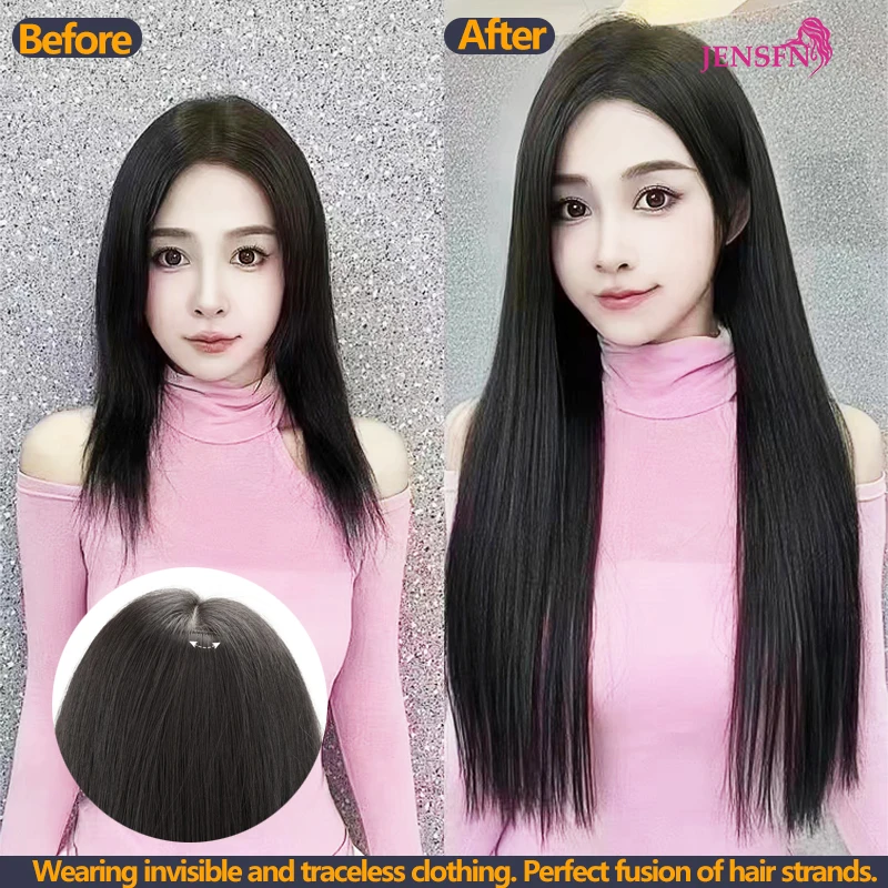 JENSFN Straight Clip In Hair Extensions Human Hair 3pcs/Set 170g Double Weft High Quality Natural Black Blond Color