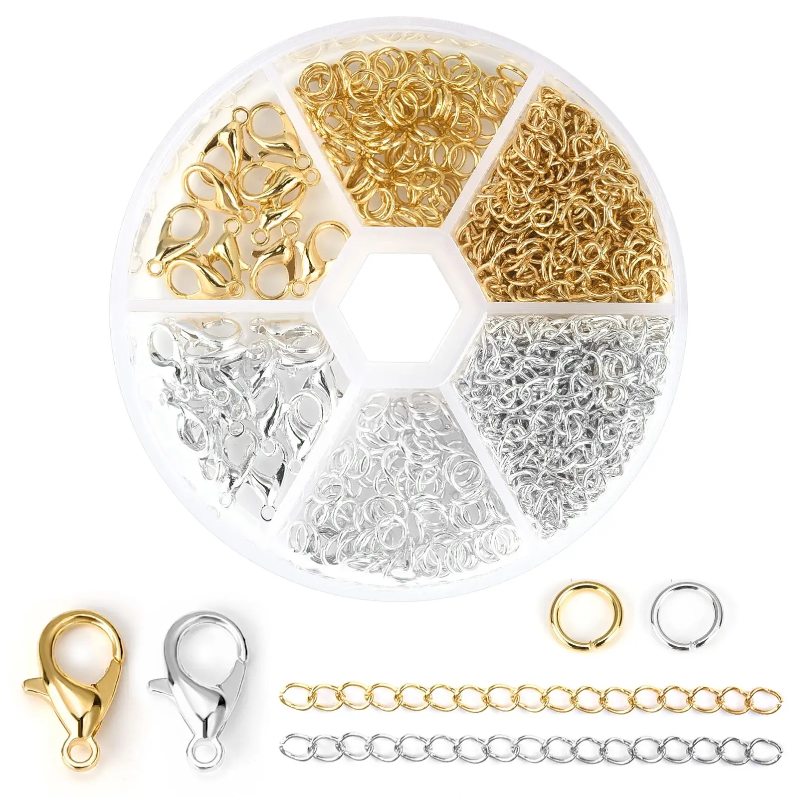 Kit Di Gioielli Fai Da Te Chiusura A Moschettone Anelli Di Salto Aperti End Crimps Beads Box Set Fatti A Mano Bracciale Collana Risultati Scatola Crea
