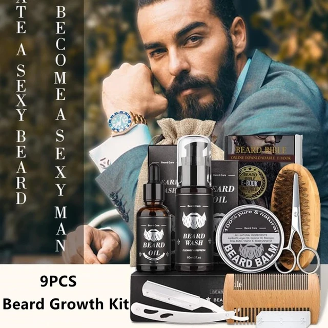 7pcs/set Beard Growth Kit For Men Shampoo Wash Conditioner ...