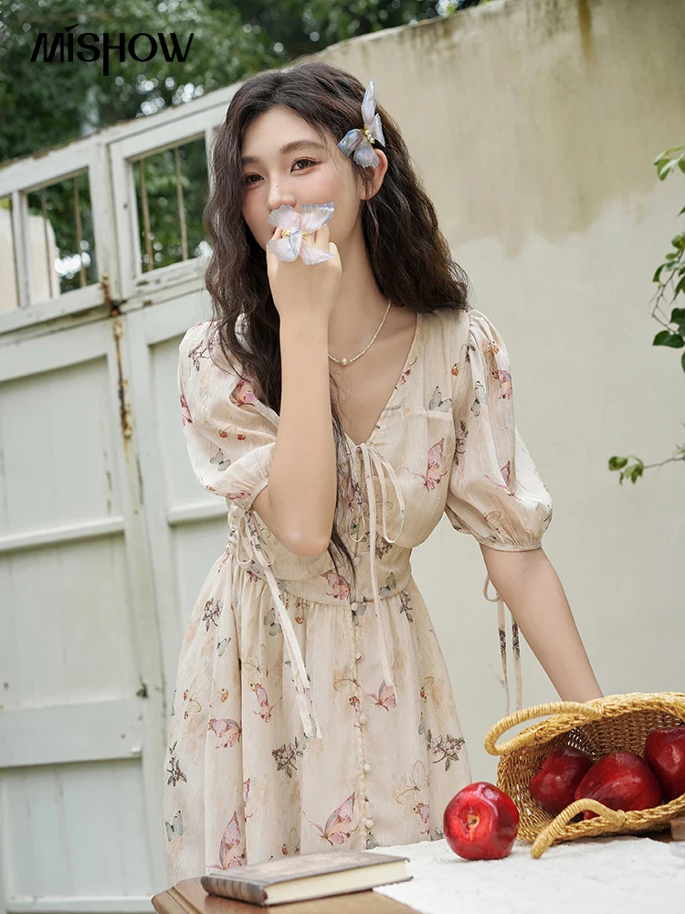 MISHOW Butterfly Printing Dress for Women 2025 Summer Luxury