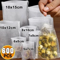 600/50PCS Disposable Tea Filter Bags Non-woven Fabric Teabags With String Kitchen Teaware Coffee Loose Tea Spice Bag Wholesale 1