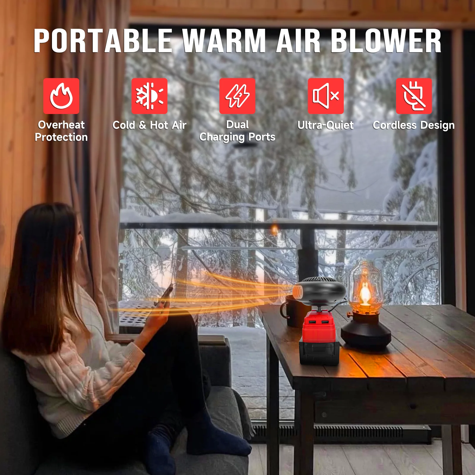 Portable Warm Air Blower Car Heater Cordless Car Defroster Windshield Heater Fas