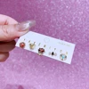 MIGGA 5pcs Mix and Match Hero Stud Earrings Set Gold Color Plated Cubic Zircon Stone Jewelry 3