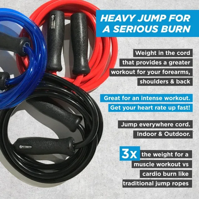 Elite Jumps, Adult Jump Ropes for Fitness, Cardio Training Bundle - 3 Jump Ropes