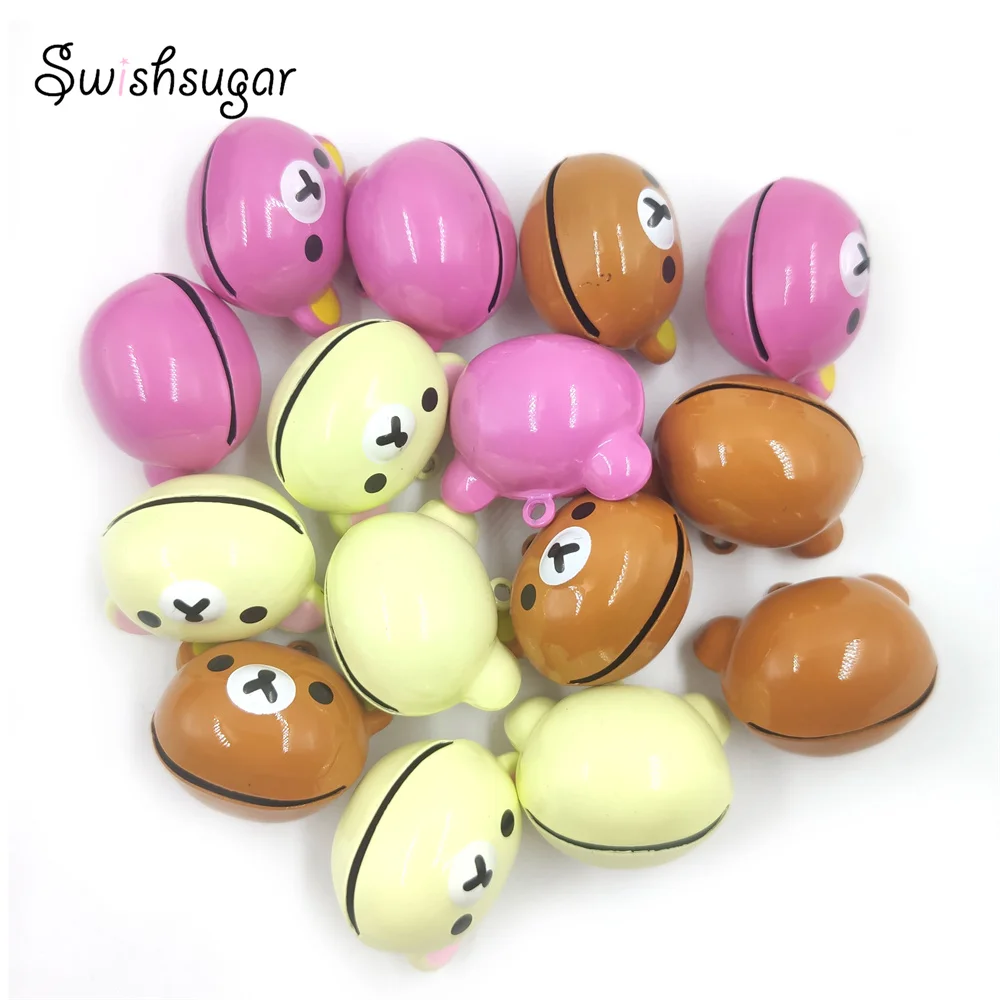Lovely Metal Animal Enamel Bear Cartoon Bell Charms For Cat Dog Pet Craft Pendant Hanging Jewelry Finding Accessories