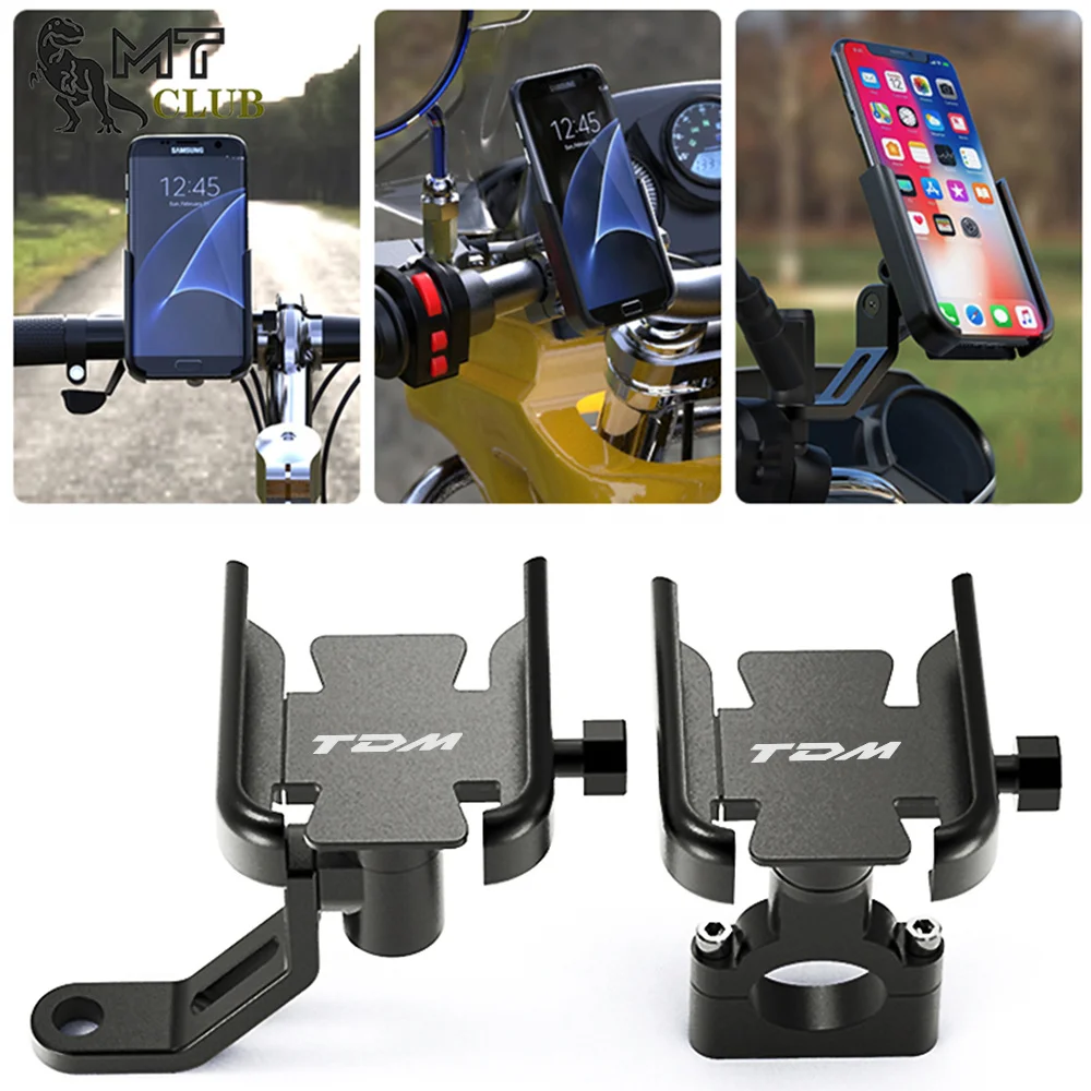 

2023 New Motorcycle Accessories Handlebar Rearview Mirror Mobile Phone Holder GPS Stand Bracket Fit For YAMAHA TDM850 TDM900 TDM