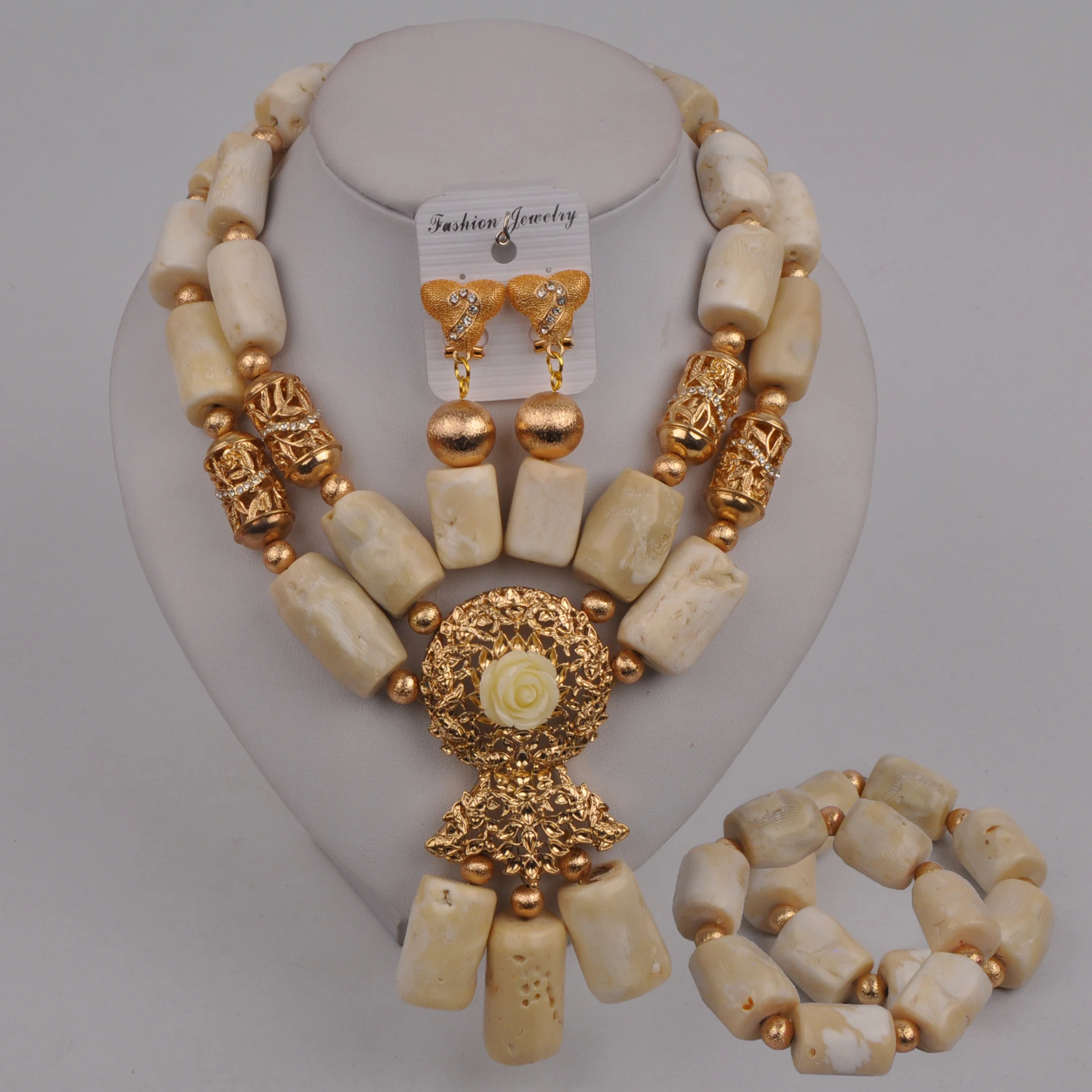 

Whtie African Wedding Coral Necklace Nigerian Beads Jewelry Sets Bridal Jewelry Set