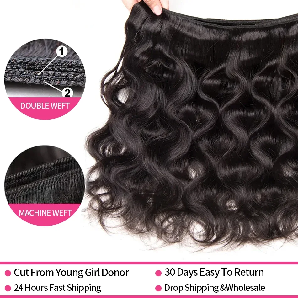 28 30 40 Inch Brazilian Hair Weave Bundles Body Wave Human Hair Bundles Water Wave Extensions 2 3 4 Deal For Women
