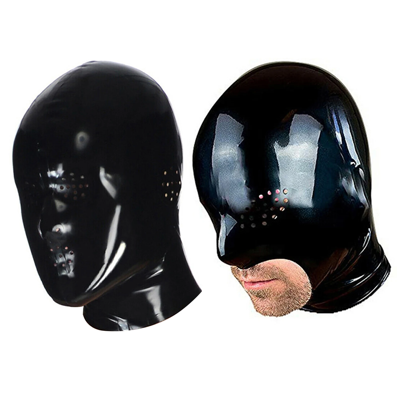 Sexy Glossy Latex Mask Hood Fancy Ball 2Styles Breathable Hole Fetishes Masquerade Props Hallows'Day Party Mask _ - AliExpress Mobile