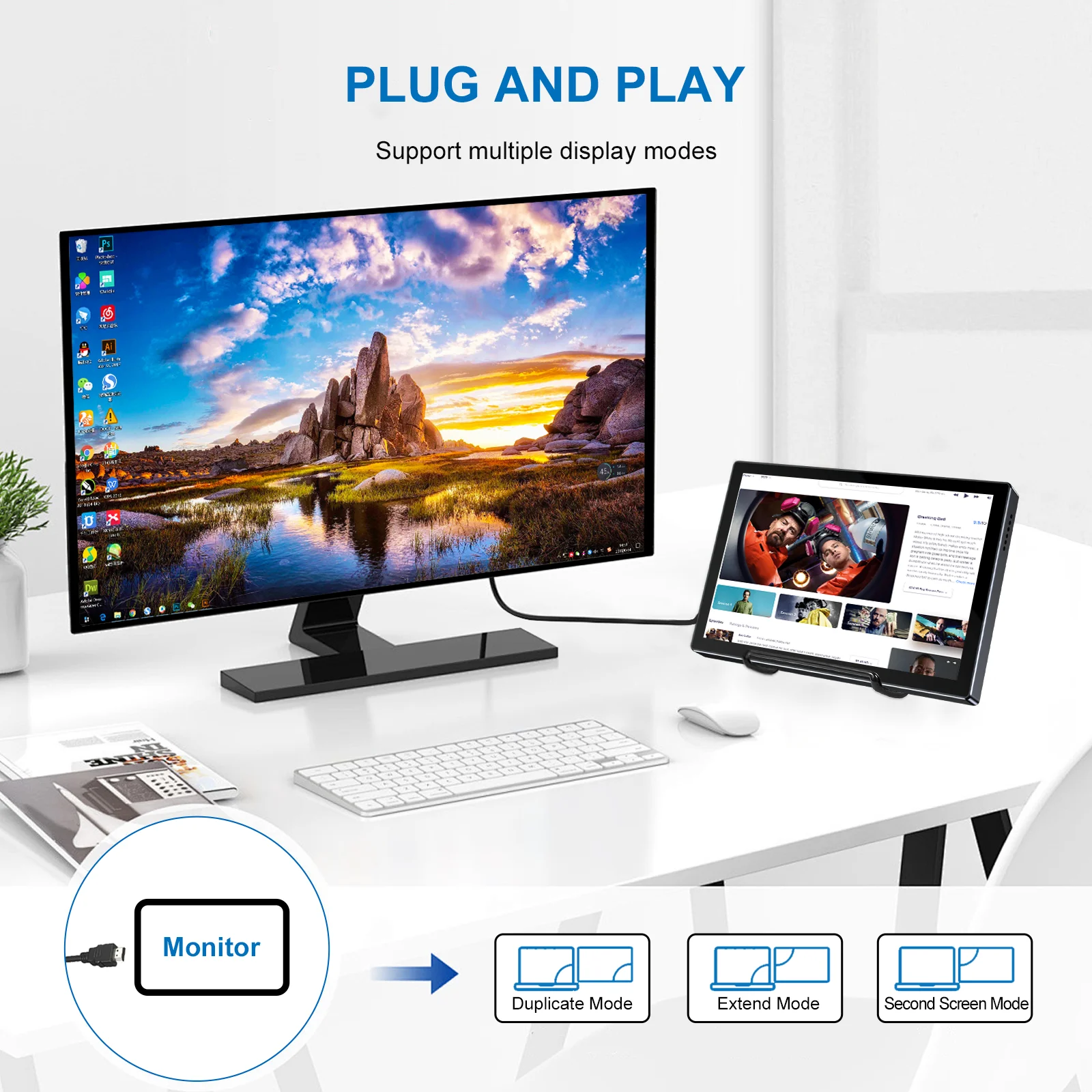 شاشة 5.7 بوصة 1920x1080 IPS محمولة من النوع C USB-...