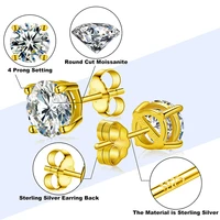 0.1-2 Carat D VVS Solitaire Moissanite Stud Earrings For Women Men Solid 925 Sterling Silver Sparkling Wedding Birthday Jewelry - Image 3