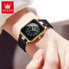 OLEVS 9961 Original Quartz Watch for Women Silicone Strap Watches Black Square Digital Dial Waterproof Ladies Wristwatch Gifts 5