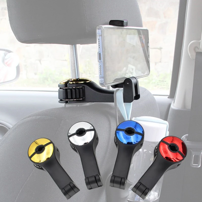 

Multi-functional 2 In 1 Car Hook Hidden Multifunctional Rear Headrest Hook Car Rear Phone Holder Lock Type Mobile Phone Holder