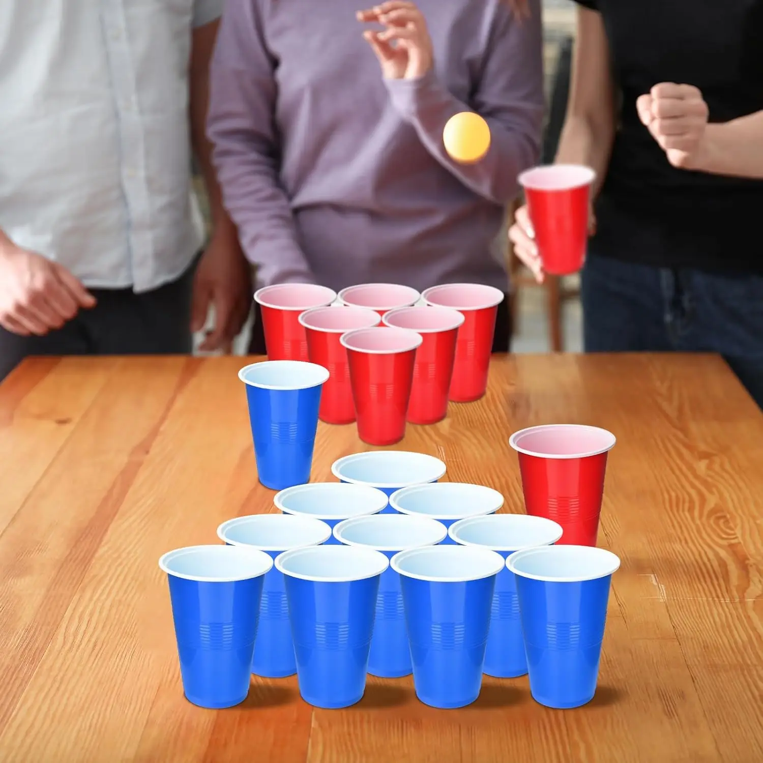 24 Pcs 16 Oz Plastic Party Cups 8PCS Ping Pong Balls Beer Pong Game Set for Graduation Party or Bar Game Company