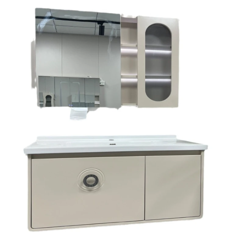 

Oak bathroom cabinet ceramic washbasin combination