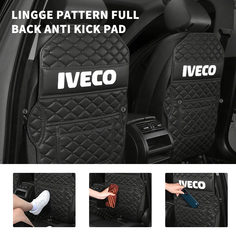 자동차 좌석 뒷면 어린이용 킥 방지 매트 보호대 IVECO Daily Van Chassis Cab 4x4 e-Daily Eurocargo용 보관 가방 패드 ? S-웨이
