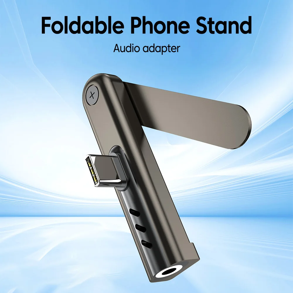 타입 C - 3.5MM 접이식 휴대폰 거치대 오디오 어댑터 엘보 타입 C(수) - 3.5MM 잭(암) 헤드폰 리모컨용 컨버터
