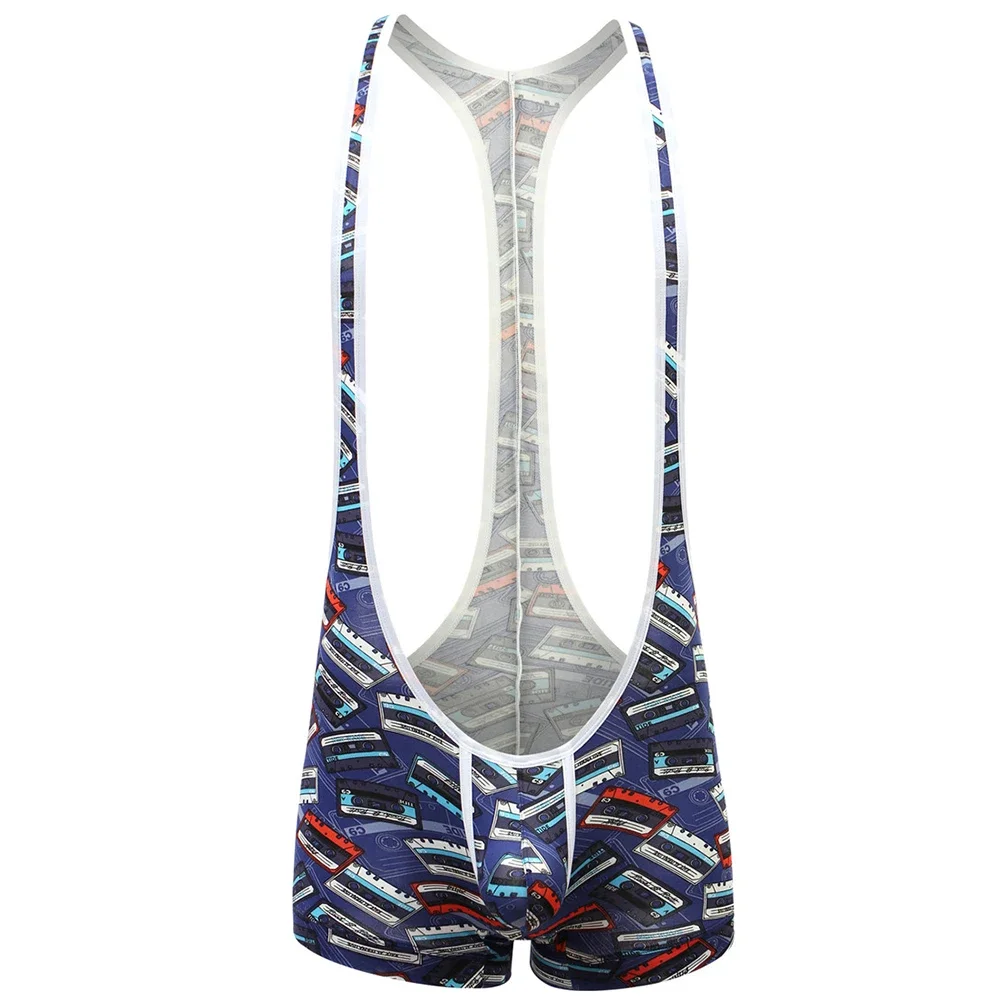Men Sexy Boxer Shorts Undershirts Jumpsuits Underwear Homme Bodysuit Printed Wrestling Singlet Leotards Penis Pouch Boxer Shorts
