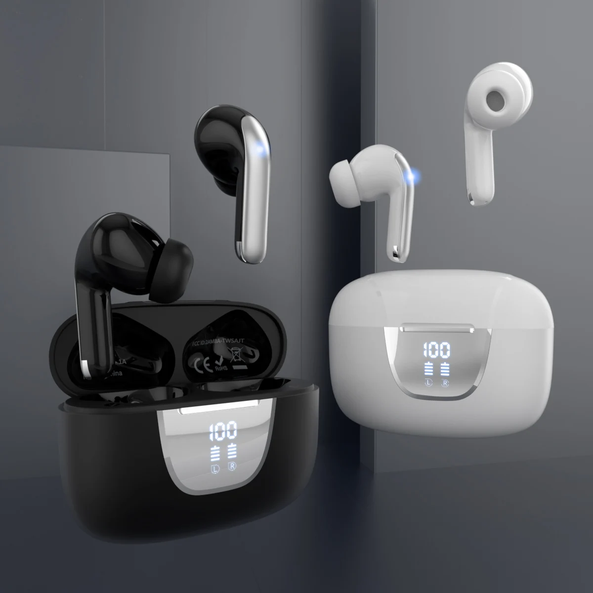 New S42 Bluetooth Headset 5.3 Noise-Cancelling TWS Bluetooth Earphone with  LED Digital Display Sports Wireless Headphone 2023