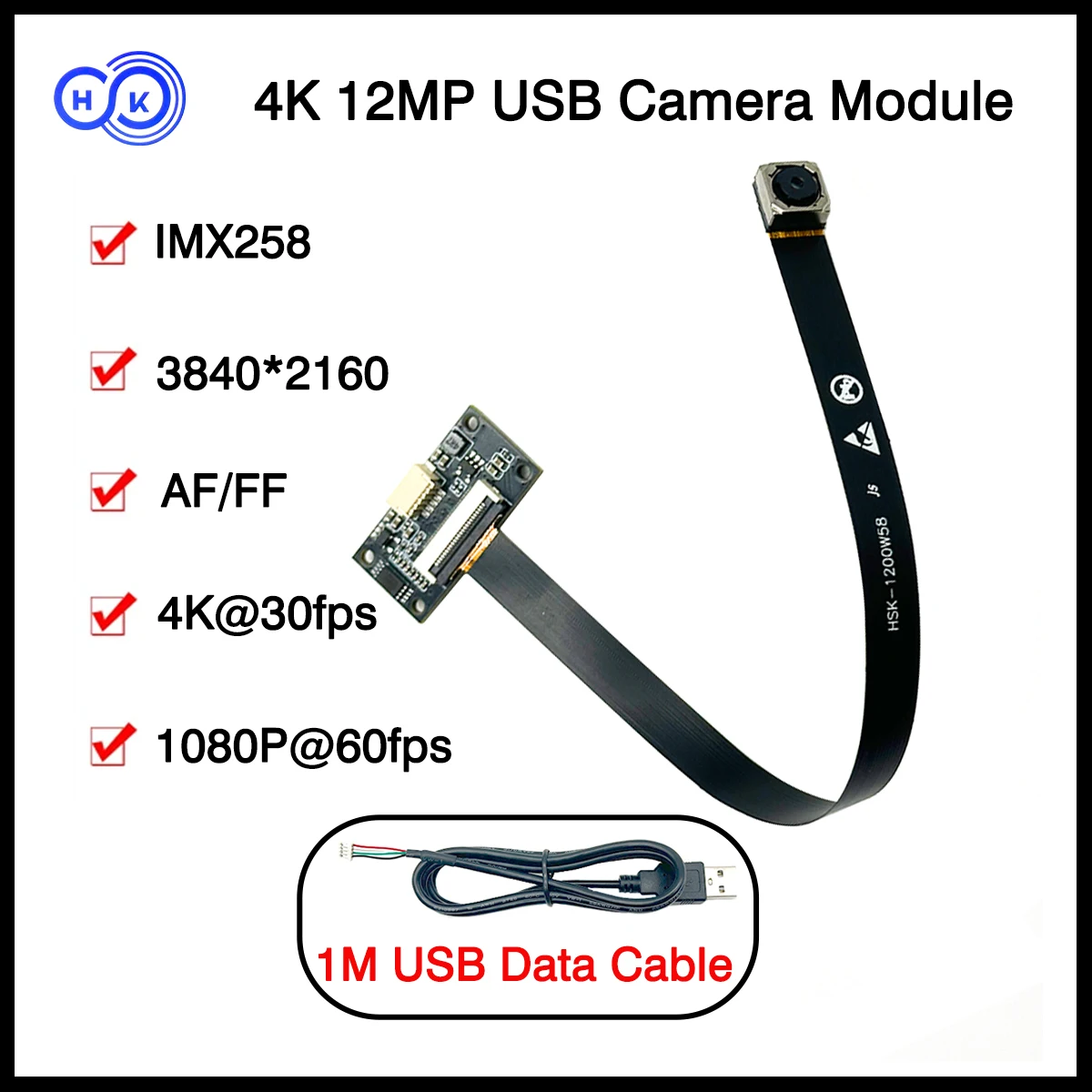 5MP OV5693/12MP IMX258 CMOS 2K/4K 3840×2160 30fps AF/FF USB 카메라 모듈 얼굴 인식 75도 MJPEG, YUY2