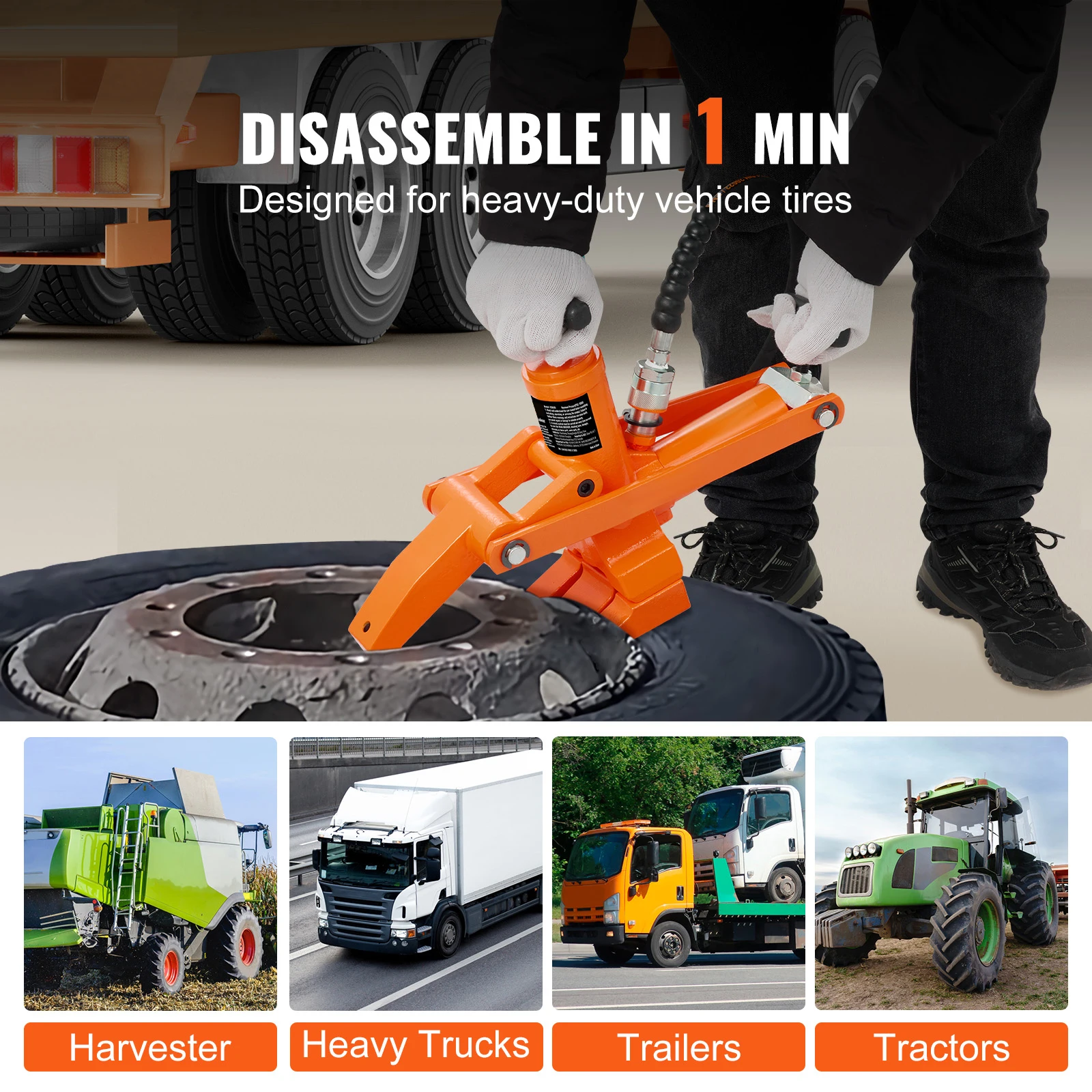 SucceBuy Hydraulic Bead Breaker 1000 PSI Tire Bead Breaker with Metal Foot Pump Heavy-duty Steel Bead Breaker Tool for Truck ATV