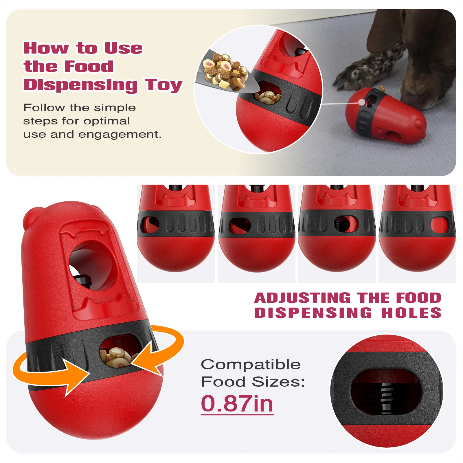 Bully Stick Holder Dog Toy Slow Feeder Ball Food Dispensing Toy for Small Medium Dogs Irregular Rolling Design Dog Toys 6