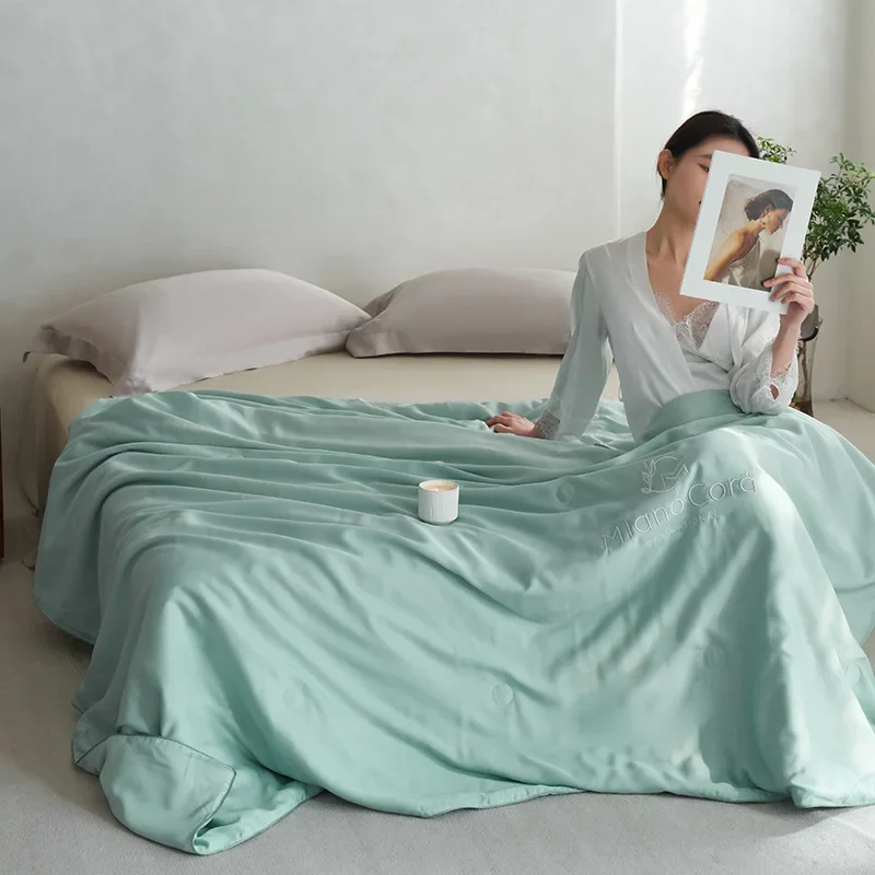 

50 Double-Sided Lyocell Ice Silk Summer Quilt Soybean Filling Thin Duvet Can Be Washed Air Conditioning Quilt