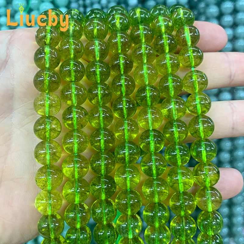 

Green Crystal Quartz Natural Stone Smooth beads For Jewelry Making DIY Shiny dazzling Handstring Necklace 15" Strand 6/8/10/12MM
