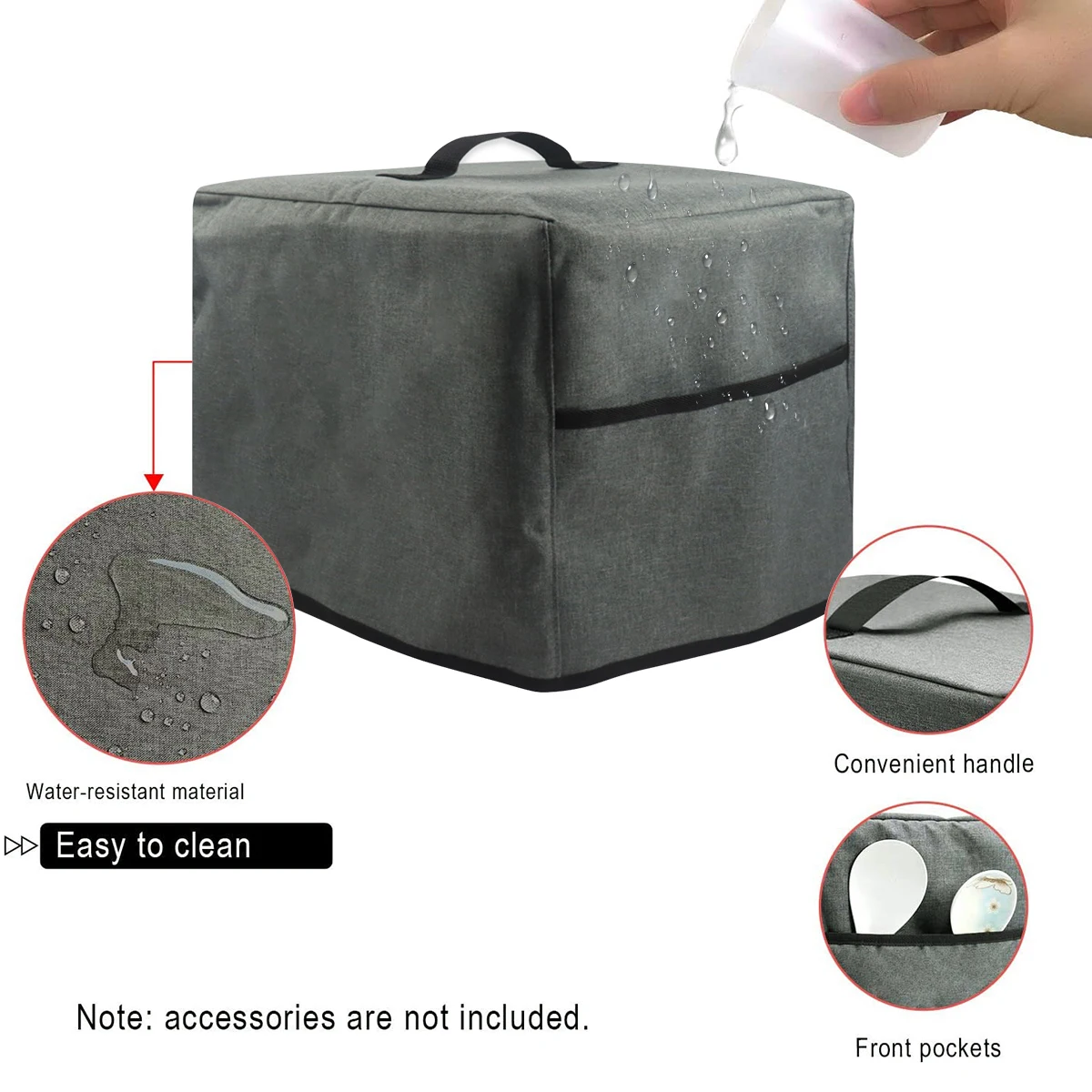 Kitchen Dust Cover Air Fryer Hood Air Fryer Dust Cover Handle Storage Pockets Reusable Waterproof Nylon Small Appliance Dust Cover Washable Fits