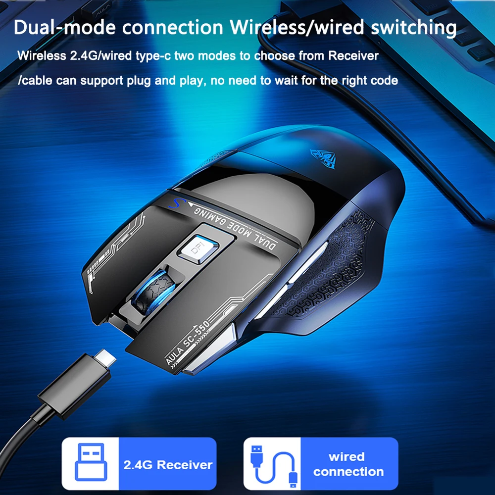 ماوس العاب لاسلكي RGB ماكرو