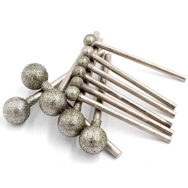 5pcs Diamond Mounted Point Bits – 4mm Ball Head, 3mm Drill Shank For Grinding, Carving & Polishing