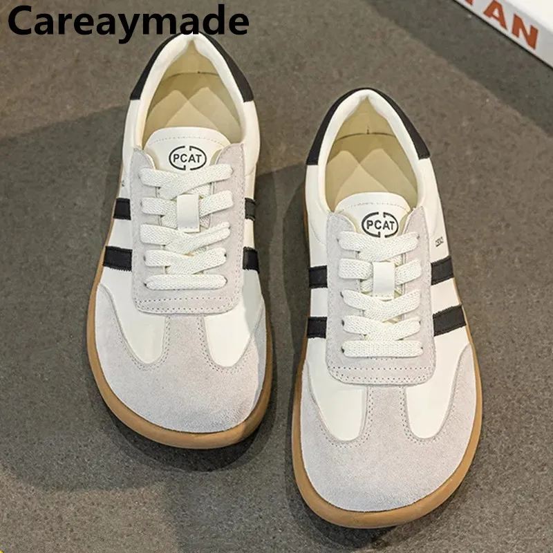 Careaymade- 가죽 큰 사이즈 넓은 발가락 여성용 신발, 부드러운 밑창 스웨..