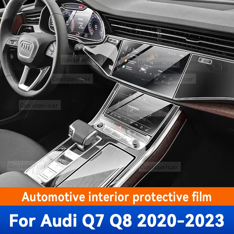 

For Audi Q7 Q8 2020-2023 S Line TPU Gearbox Panel Film Dashboard Screen Protective Sticker Interior Anti-Scratch Car Accessories