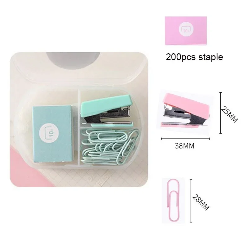Mini Stapler Set Metal Stapler Mini Morandi Color Metal Stapler Set with Staples Binding Tools Stationery Office School Student Supplies