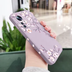 Elegant Plum Blossom Liquid Silicone Phone Case - Premium Protective Cover for Xiaomi 12T Pro (Light Purple)