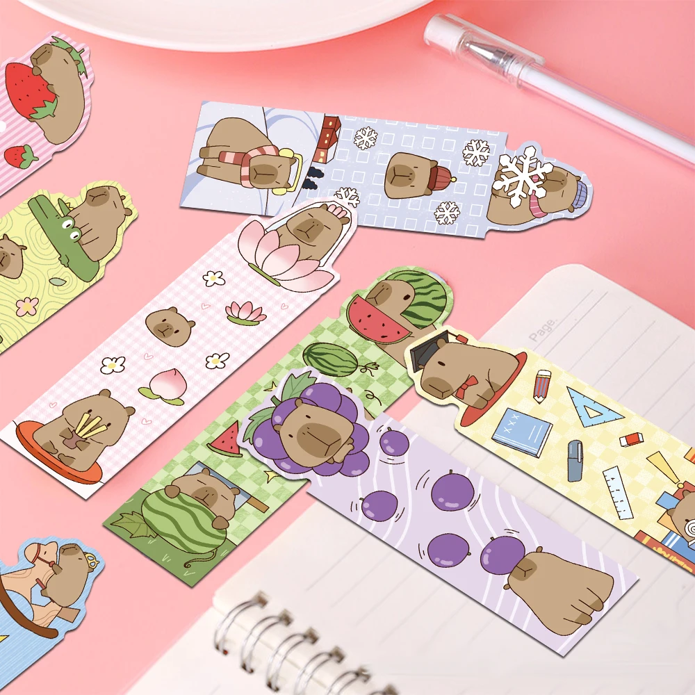 30pcs Cartoon Cute Capybara Bookmarks Reading Pages Books Tagging Students Stationary Supplies DIY Creative Aesthetic Bookmarks