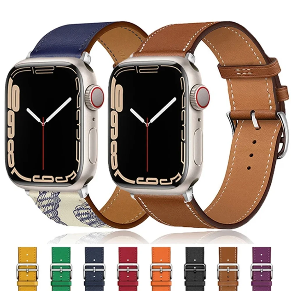 

Leather Strap For Apple Watch Band 49mm 44mm 40mm 41mm 38mm 42 Single Tour Bracelet Correa iWatch Ultra2 Serie 9 4 6 SE 7 8 45mm