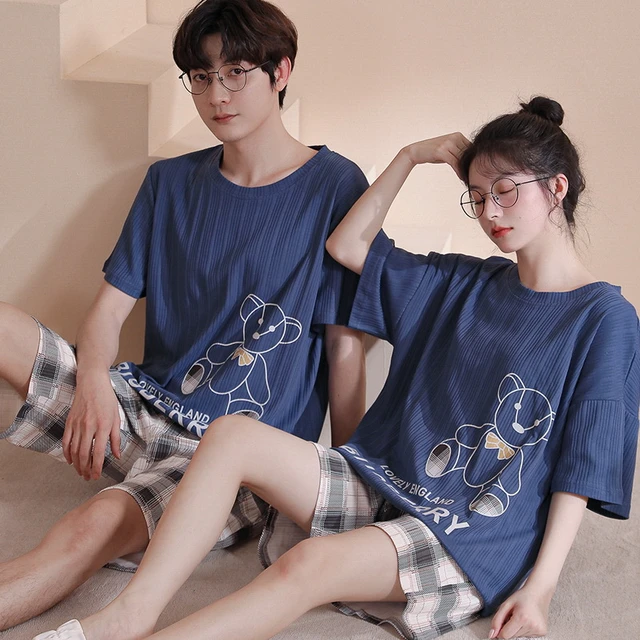 Men Women Sleep Cotton Wears  Pajamas Sleep Shorts Couple