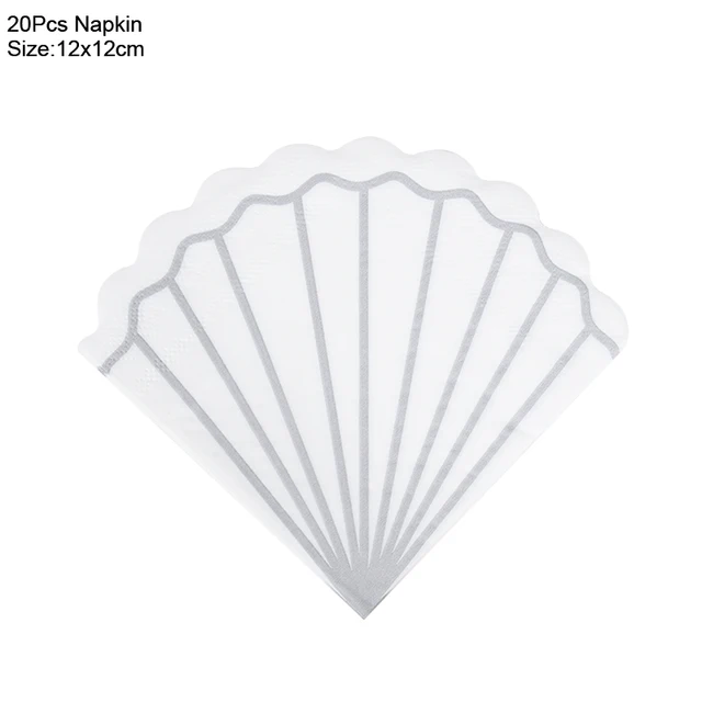 Mermaid Birthday Party Disposable Tableware Set Under The Sea Party Little Mermaid Girls 1st Birthday Decoration Shell Balloons 20pcs napkin